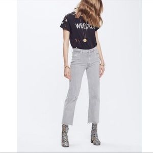 MOTHER Gray Cropped Jeans